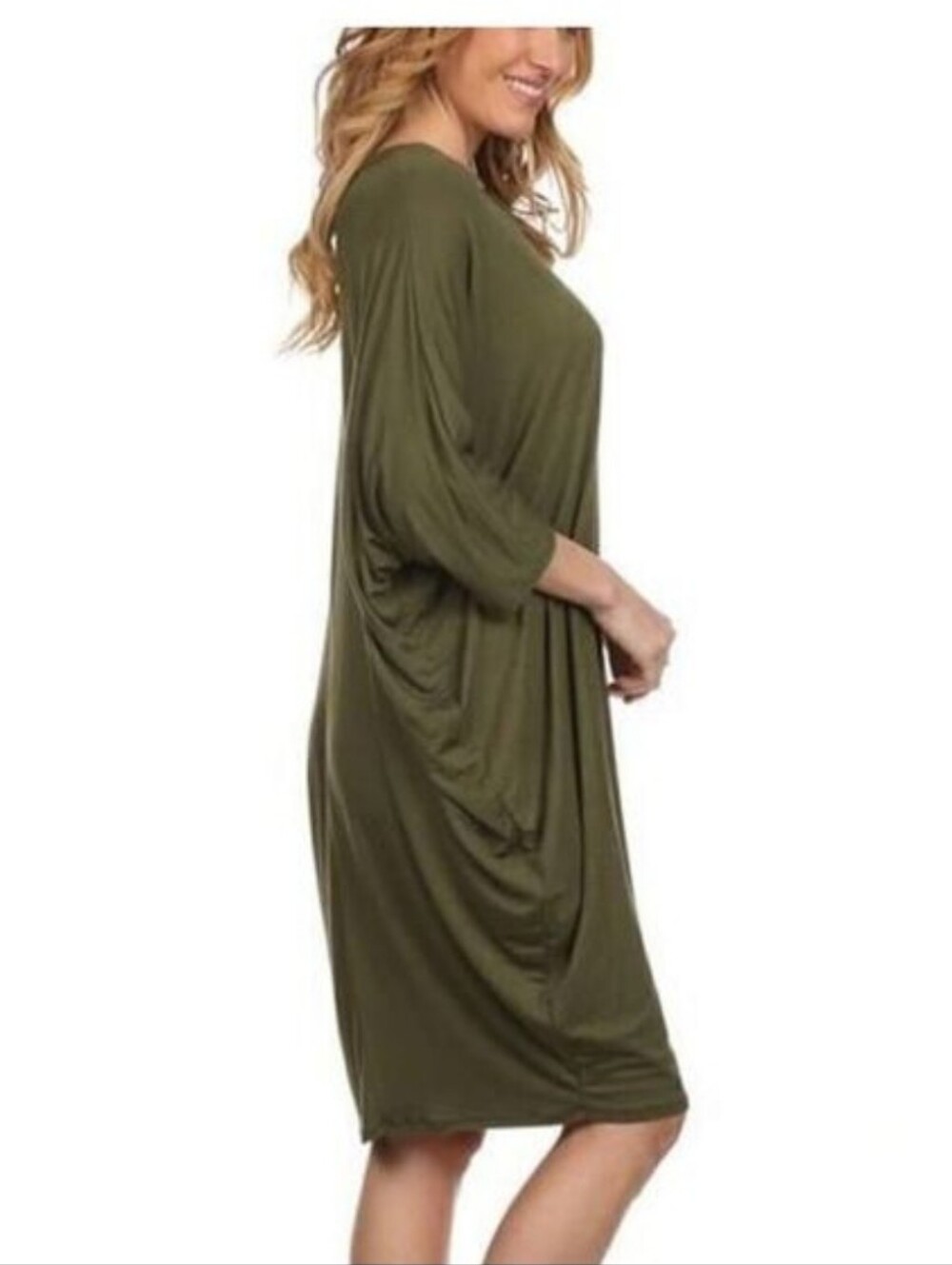 Trïbe Midi Length Green Tee Shirt Dress With Pockets Size 2XL NWT